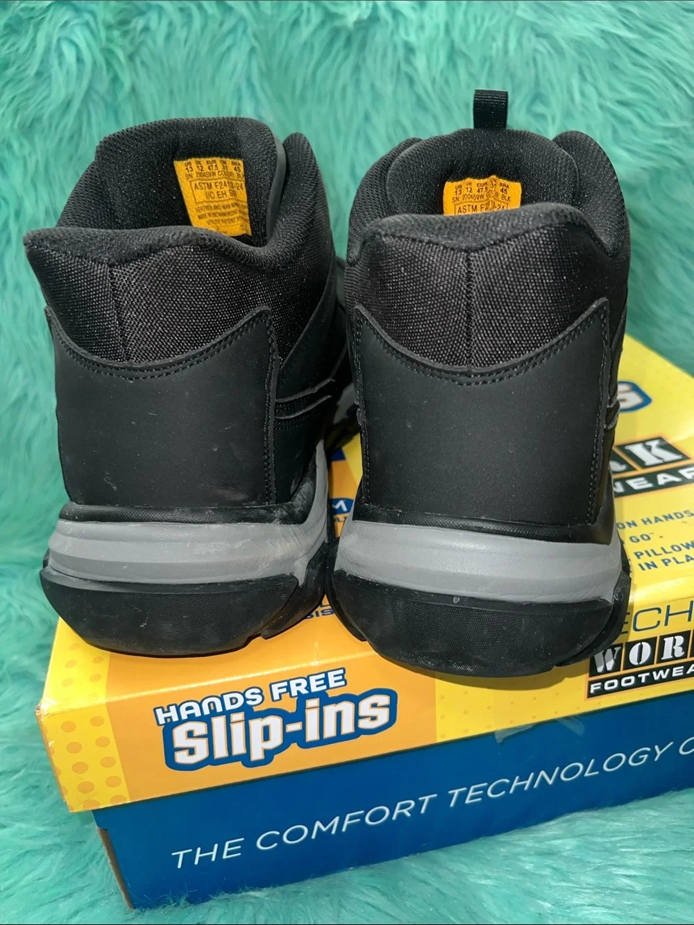 Like new Skechers Work Men's Black Safety Toe Slip-in Boots size 13 in Box